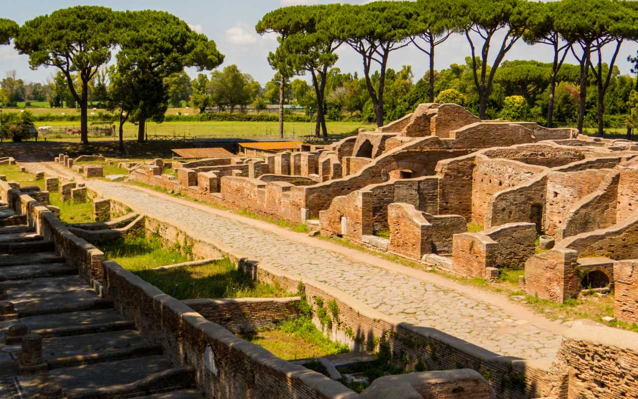 Dettagli di un mosaico romano nelle Terme di Nettuno